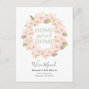 Cherry Blossom Wreath Pink & White Moving Ankündigungspostkarte
