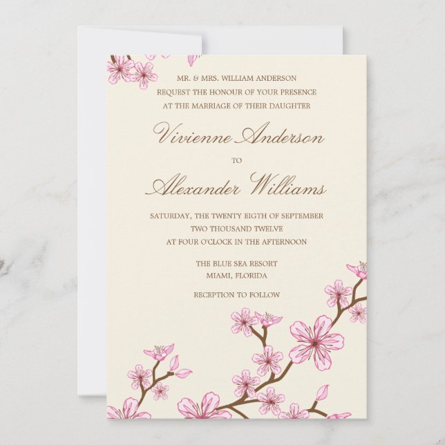 CHERRY BLOSSOME| WEDERINVITATION EINLADUNG (Vorderseite)