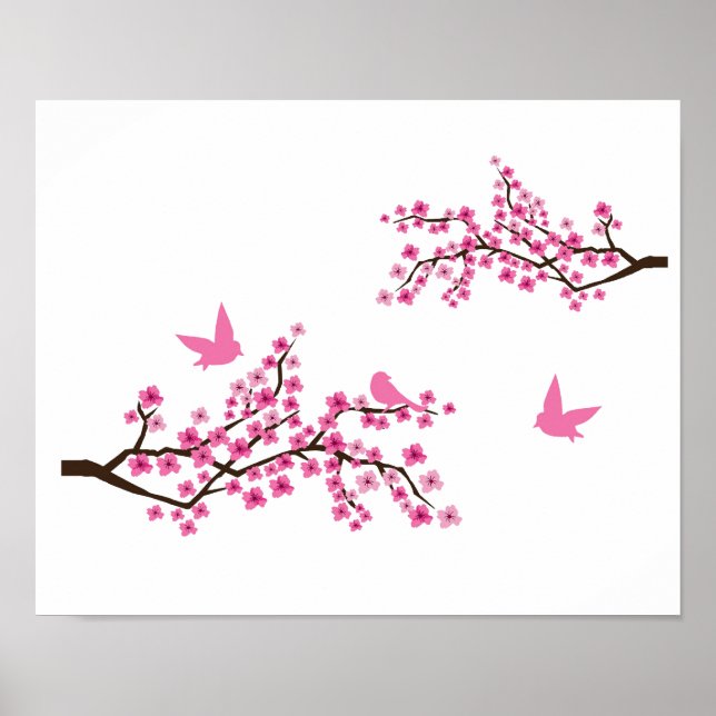 Cherry Blossoms and Birds Poster (Vorne)