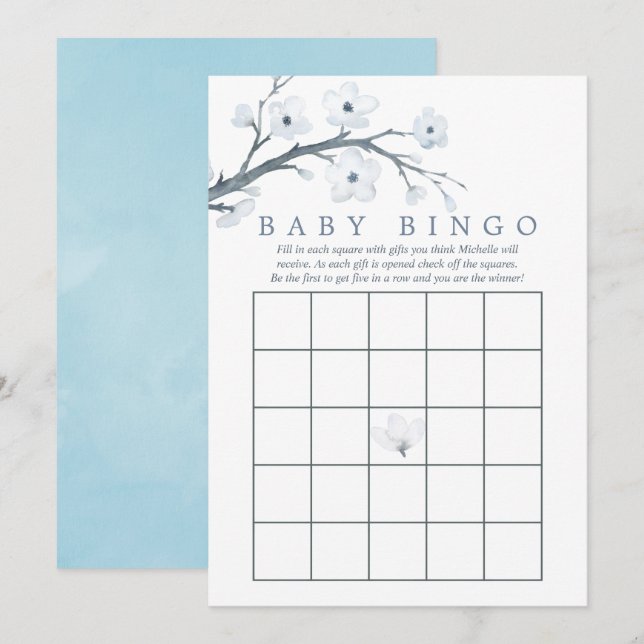 Cherry Blossoms Baby Dusche Bingo Einladung (Vorne/Hinten)