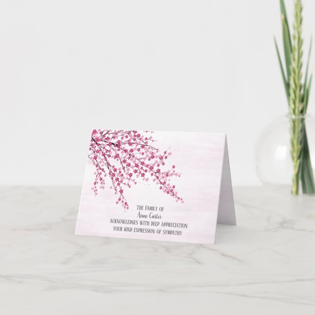 Cherry Blossoms Beileid Danke Karte (Vorderseite)