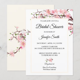 Cherry Blossoms Brautparty Rosa Beige Karte