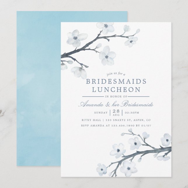 Cherry Blossoms Bridesmaitres Luncheon Invitation (Devant / Derrière)