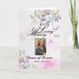 Cherry Blossoms Butterflies Funeral Program Programm