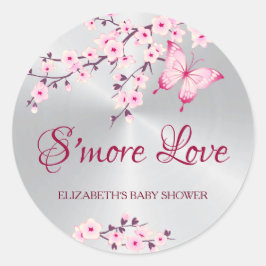 Cherry Blossoms Butterfly S'more Liebe Runder Aufkleber