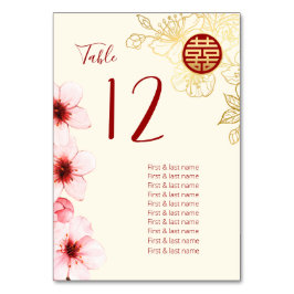 Cherry Blossoms Chinesische Hochzeit Tischnummer