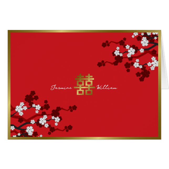 Cherry Blossoms double bonheur Mariage chinois (Devant horizontal)