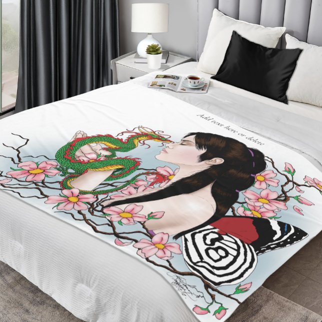 Cherry Blossoms Fairy Dragon Friendship Fleecedecke (Von Creator hochgeladen)
