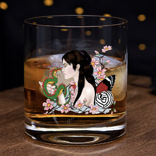 Cherry Blossoms Fairy Dragon Friendship Whiskyglas