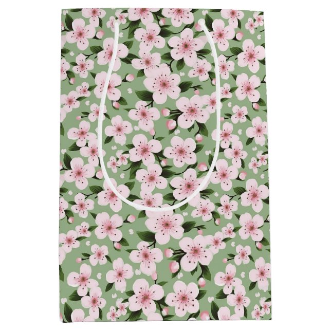 Cherry Blossoms floral Mittlere Geschenktüte (Vorderseite)