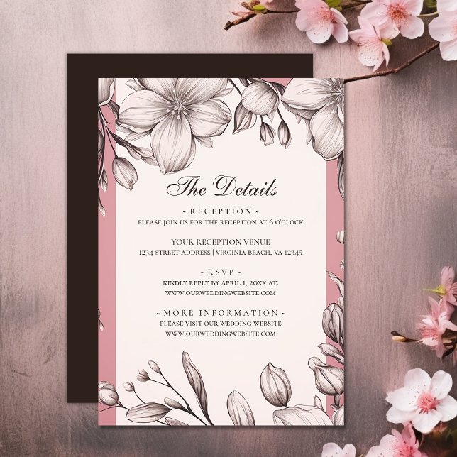 Cherry Blossoms Frühlingsblüteninformationen Begleitkarte (Cherry Blossoms Spring Floral Wedding Details Enclosure Card)