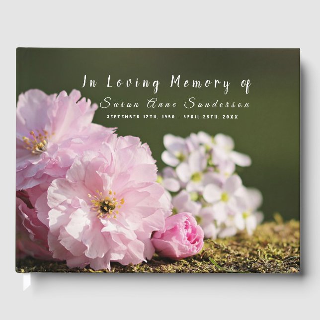 Cherry Blossoms Funeral Memorial Livre d'or (Recto)