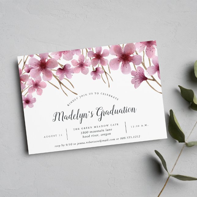 Cherry Blossoms Graduation Party Invitation (Créateur téléchargé)