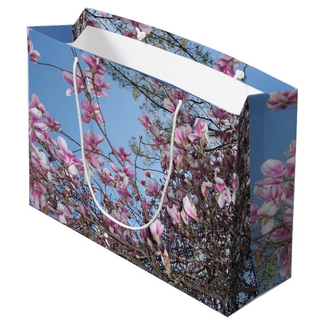 Cherry Blossoms Große Geschenktüte (Rückseite Schrägansicht)