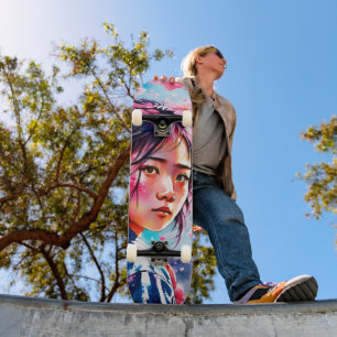 Cherry Blossoms Japanisches Mädchen Skateboard