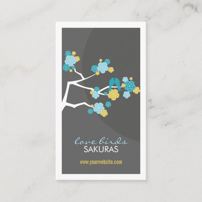 Cherry Blossoms Love Birds Sakura Blume Zweig Visitenkarte (Vorderseite)