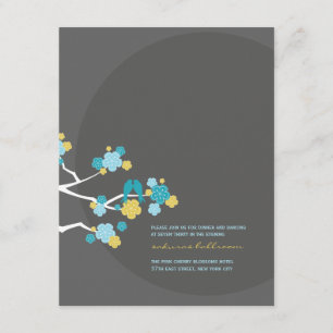 Cherry Blossoms Love Birds Wedding Card Begleitkarte