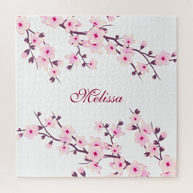 Cherry Blossoms Monogramm Pink White (Vertikal)