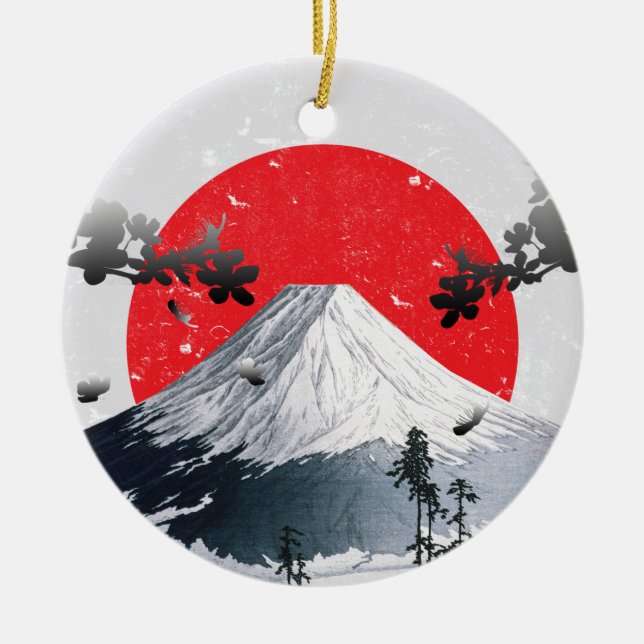 Cherry Blossoms Mount Fuji Japan Keramik Ornament (Vorne)