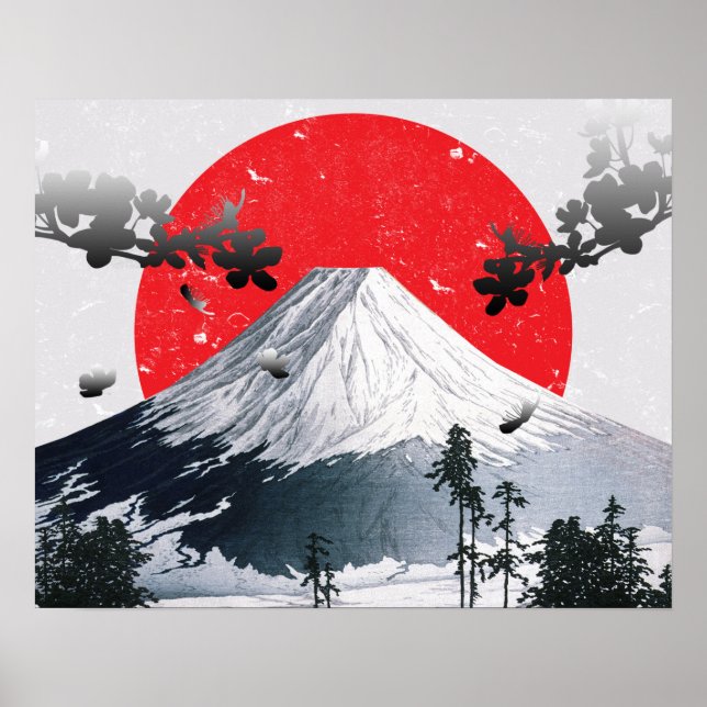 Cherry Blossoms Mount Fuji Japan Poster (Vorne)