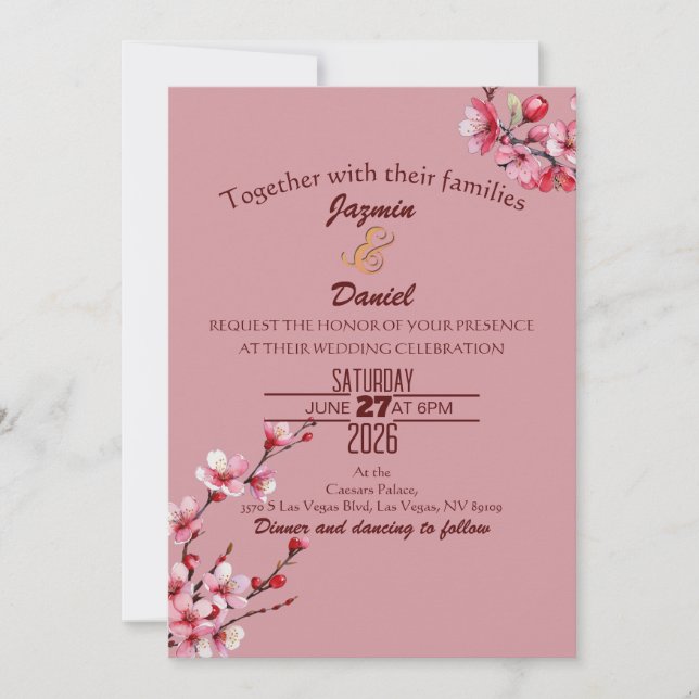 Cherry Blossoms Pastel Pink  Invitation Einladung (Vorderseite)