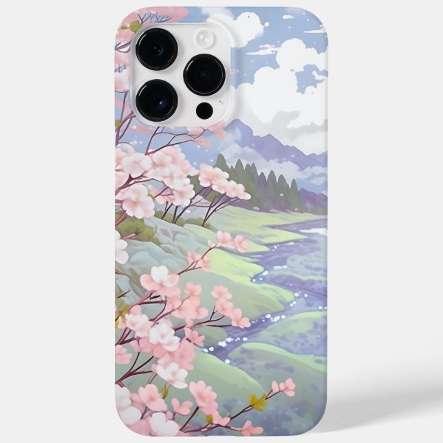 Cherry Blossoms Pastell Wasserfarbe Landschaft Case-Mate iPhone 14 Pro Max Hülle (Rückseite)