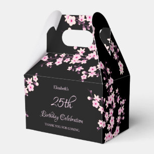 Cherry Blossoms Pink Black Thank You Birthday Geschenkschachtel
