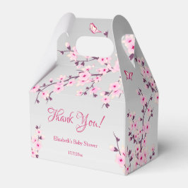 Cherry Blossoms Pink Gray | Babydusche Vielen Dank Geschenkschachtel