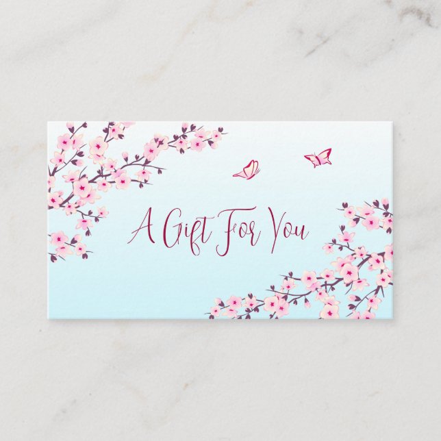 Cherry Blossoms Pink Türkis Geschenkkarte Visitenkarte (Vorderseite)