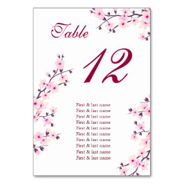 Cherry Blossoms Pink Wedding Guest Names Tischnummer
