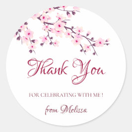 Cherry Blossoms Pink White Vielen Dank Runder Aufkleber
