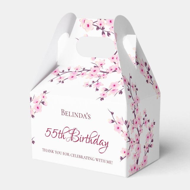 Cherry Blossoms Pink White Vielen Dank zum Geburts Geschenkschachtel (Vorderseite)