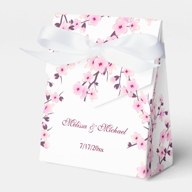 Cherry Blossoms Rosa Weiß | Custom Wedding Geschenkschachtel (Vorderseite)
