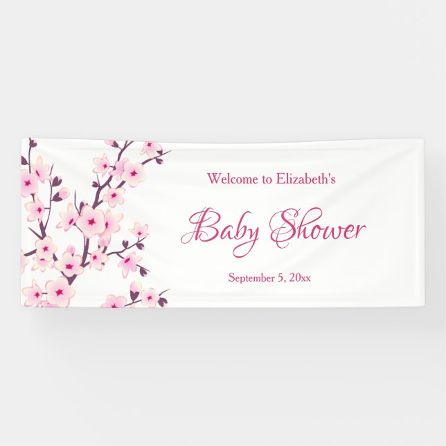 Cherry Blossoms Rosa Weiß | Kinderdusche Banner (Horizontal)
