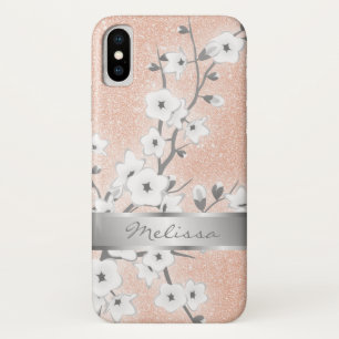 Cherry Blossoms Rose Gold Monogramm Blende Case-Mate iPhone Hülle