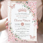 Cherry Blossoms Rose Gold Schmetterlinge Quinceañe Einladung<br><div class="desc">Personalisieren Sie diese hübschen Kirschblüten Quinceañera / Sweet 16 Geburtstag Einladung einfach und schnell. Klicken Sie einfach auf die Schaltfläche "Weitere Einstellungen", um die Texte zu bearbeiten, Schriftart und Schriftart zu ändern. Mit wunderschönen Aquarellkirschblüten Blume, Rose goldenen Schmetterlingen und einer Rose goldene geometrische Rahmen. Matching-Elemente im Speicher verfügbar. c) Somerset...</div>