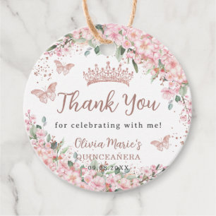 Cherry Blossoms Rose Gold Schmetterlinge Quinceañe Geschenkanhänger