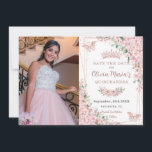 Cherry Blossoms Rose Gold Schmetterlinge Quinceañe Save The Date<br><div class="desc">Personalisieren Sie diese hübschen Kirschblüten Quinceañera / Sweet 16 Geburtstag Foto Save the Date einfach und schnell. Klicken Sie einfach auf die Schaltfläche "Weitere Einstellungen", um die Texte zu bearbeiten, Schriftart und Schriftart zu ändern. Mit wunderschönen Aquarellkirschblüten Blume, Rose goldenen Schmetterlingen und einer Rose goldene geometrische Rahmen. Matching-Elemente im Speicher...</div>