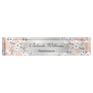 Cherry Blossoms Rose Gold Silber Namensplakette