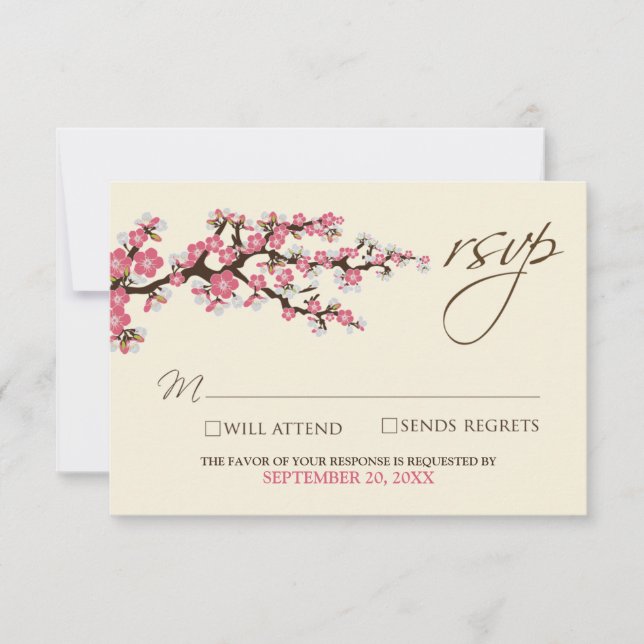 Cherry Blossoms RSVP-Karte (pink) RSVP Karte (Vorderseite)