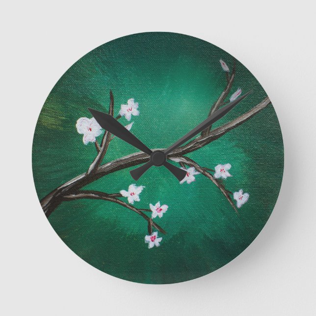 Cherry Blossoms Runde Wanduhr (Vorderseite)