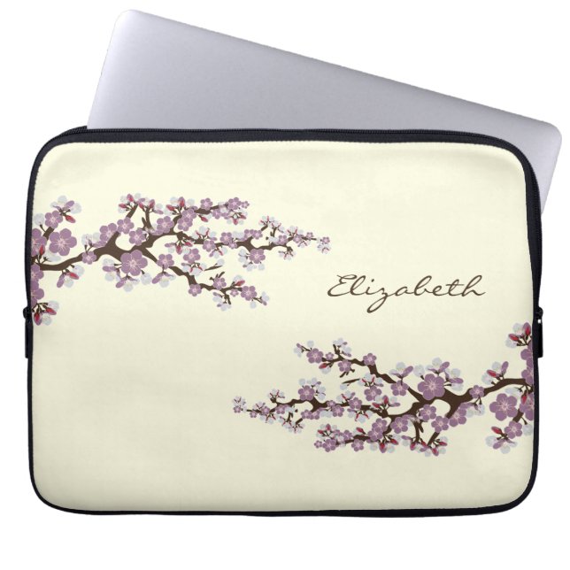 Cherry Blossoms Sakura Laptop Sleeve (lila) (Vorderseite)