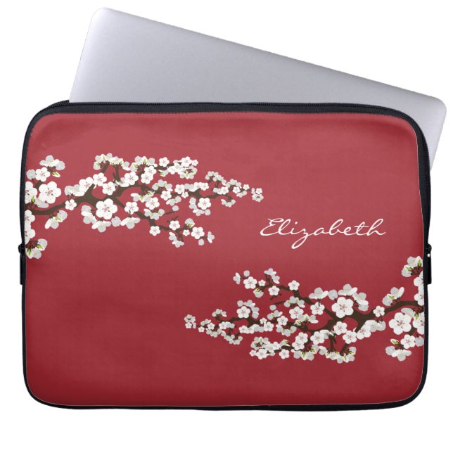 Cherry Blossoms Sakura Laptop Sleeve (rot) (Vorderseite)