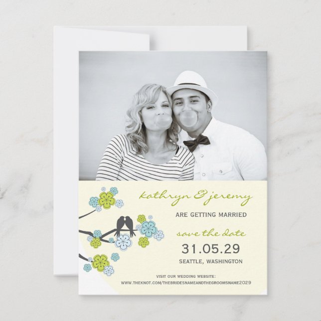 Cherry Blossoms Sakura Love Birnen Save the Date Einladung (Vorderseite)