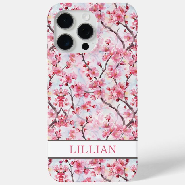 Cherry Blossoms Sakura Monogrammed Case-Mate iPhone Hülle (Rückseite)