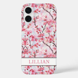 Cherry Blossoms Sakura Monogrammed iPhone 16 Hülle