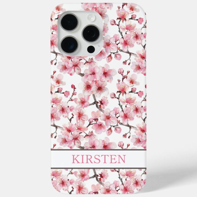 Cherry Blossoms Sakura Pattern Monogrammed Case-Mate iPhone Hülle (Rückseite)