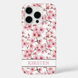 Cherry Blossoms Sakura Pattern Monogrammed iPhone 16 Pro Hülle