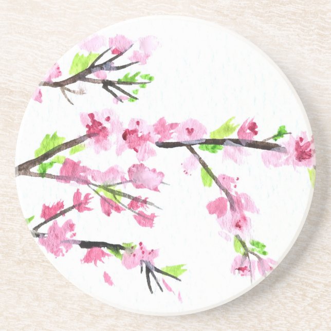 Cherry Blossoms Sandstein Untersetzer (Vorne)