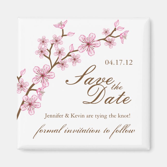 Cherry Blossoms Save the Date Wedding Magnet (Vorne)